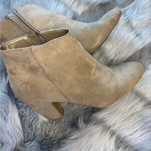 Express Taupe Suede Ankle Booties